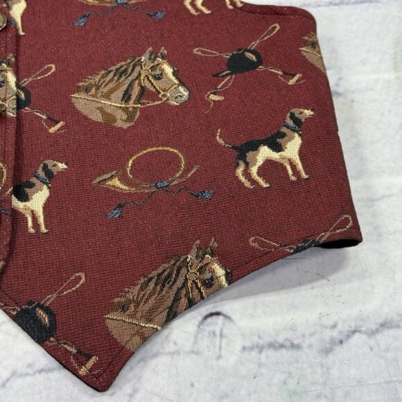 Vintage Orvis Vest Womens Size S Horse Equestrian Dog Tapestry Button USA 90s - Picture 10 of 13